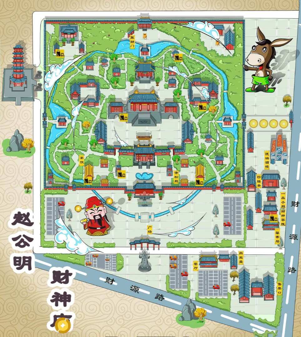 临泽寺庙类手绘地图